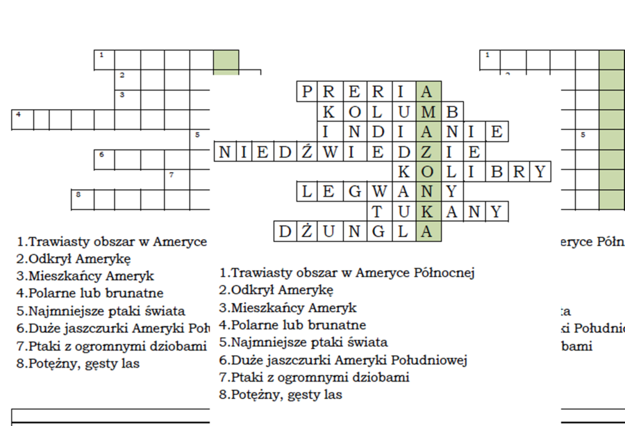 Logogryf dla klasy 2 z hasłem Amazonka
