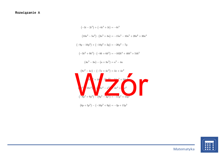 Arytmetyka wielomianów (liczby całkowite) | matematyka, algebra | 26 kolumn