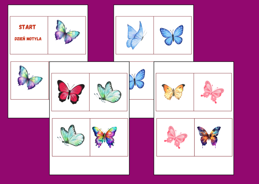 DZIEŃ MOTYLA – DOMINO PODŁOGOWE – 26 szt. – biblioteka – świetlica – przedszkole - WIOSNA
