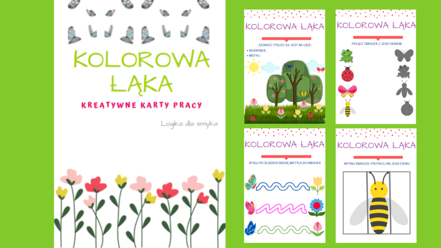 Kolorowa łąka - karty pracy