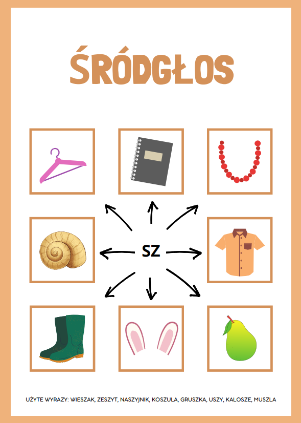 LOGOPEDIA SZEREG SZUMIĄCY GŁOSKA SZ WYRAZY DO ĆWICZEŃ