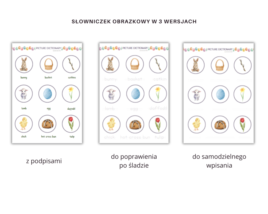 Easter for young learners - zestaw kart pracy dla klas 1-2 na Wielkanoc, słownictwo + dodatkowo części ciała