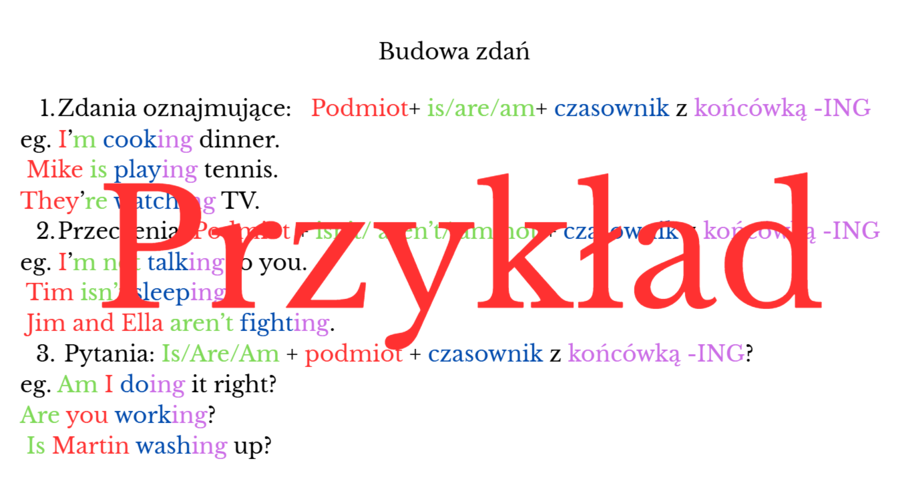 Present Continuous- gotowa lekcja