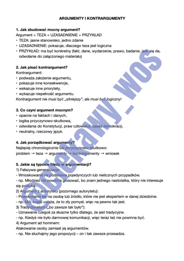 Lekcja o argumentacji – notatka i zadania