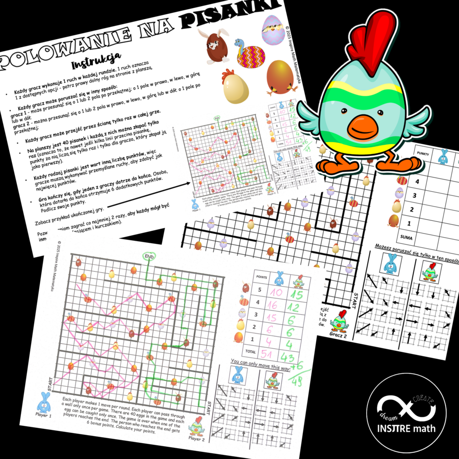 DARMOWA Wielkanocna Gra Matematyczna – Polowanie na Pisanki. Gra logiczna. Matematyczna Wielkanoc.