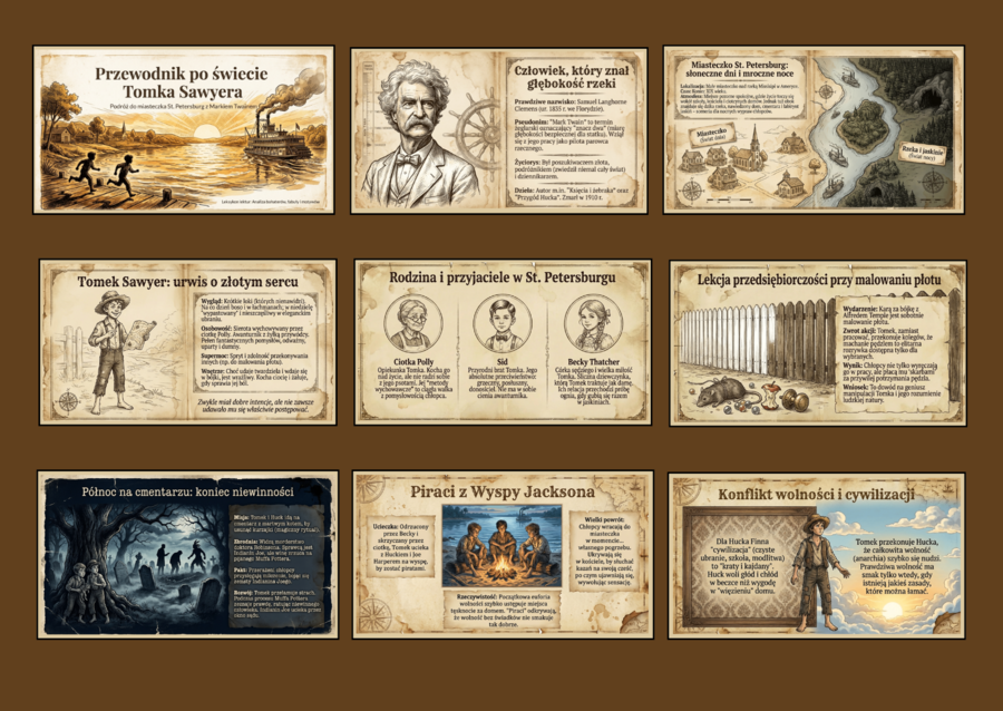 📚"Przygody Tomka Sawyera" - prezentacja – 16 slajdów