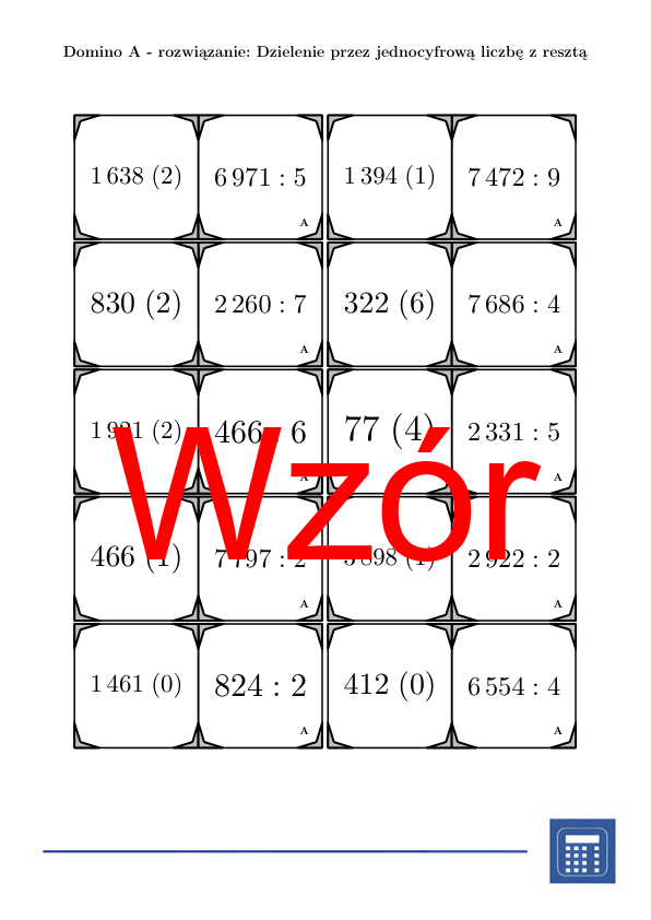 Domino - Dzielenie przez jednocyfrową liczbę z resztą | matematyka