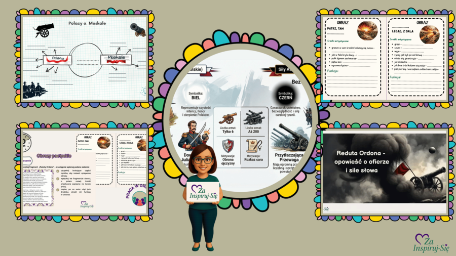 Reduta Ordona- scenariusz lekcji + prezentacje +  ocenianie kształtujące + karty pracy + AI