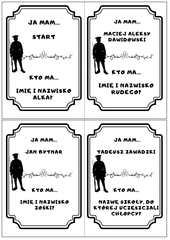 Ja mam... Kto ma...? Gra do lektury ,,Kamienie na szaniec"