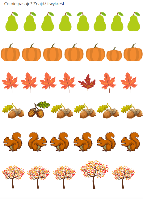 Jesienne karty pracy - zadania