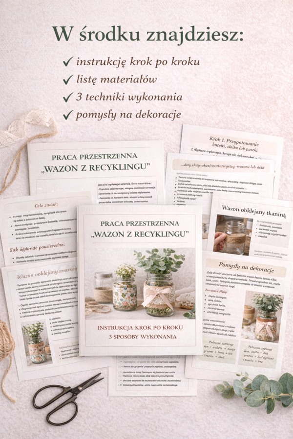 Praca przestrzenna. Wazon z recyklingu