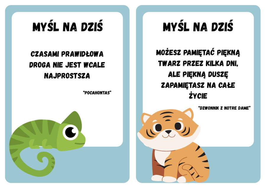 Gazetka - karty z inspirującymi cytatami dla dzieci