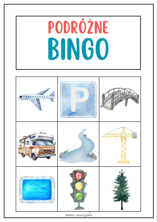 BINGO "W podróży" - PODRÓŻNE BINGO