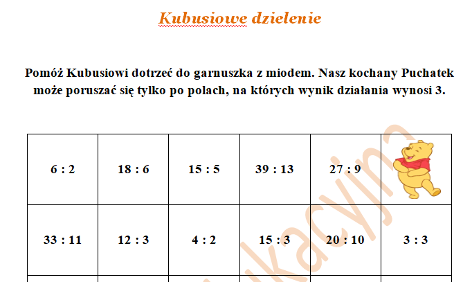 Edukacja matematyczna. Kubusiowe dzielenie