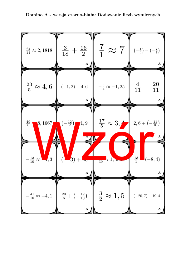 Domino - Dodawanie liczb wymiernych | matematyka