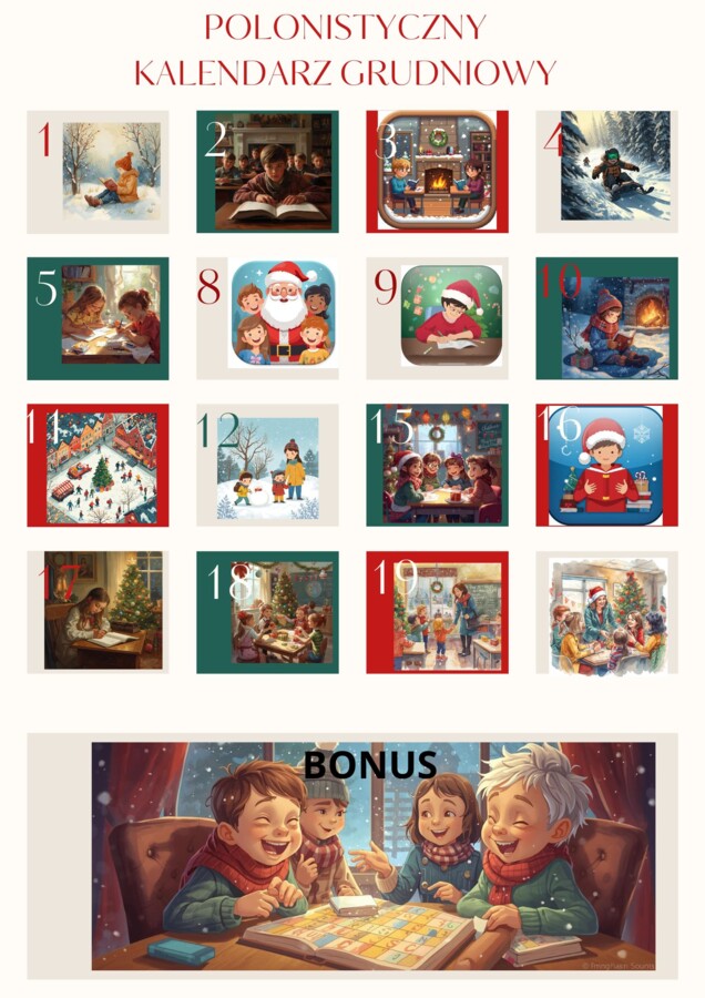 Kalendarz jak adwentowy- polonistyczny