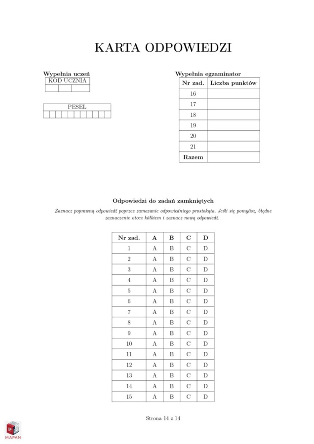 Arkusz egzaminacyjny E8 - matematyka - wersja mikołajkowo-świąteczna "Misja Laponia" 2025
