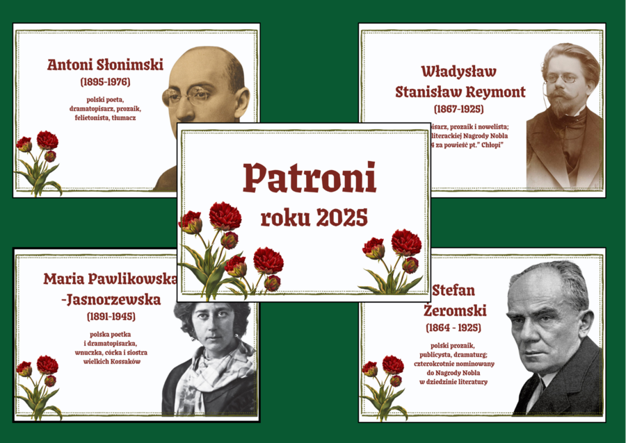 PATRONI ROKU 2025 – gazetka – biblioteka – język polski – 11 stron – wersja 3