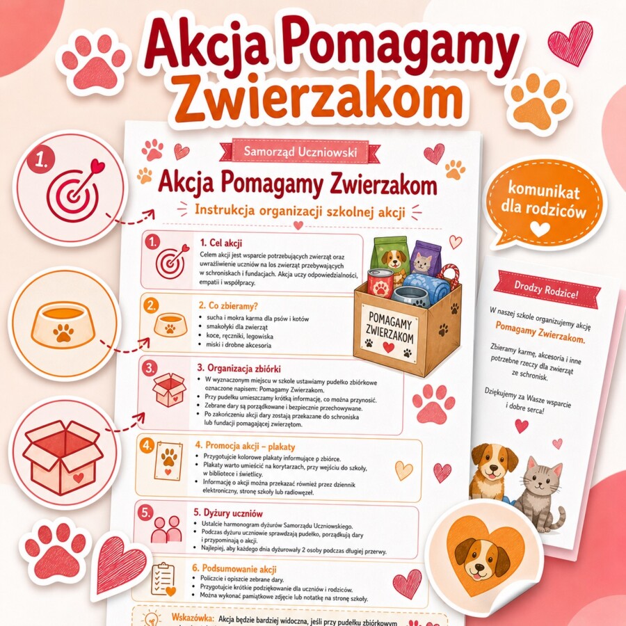 Samorząd Uczniowski. Akcja pomagamy zwierzakom