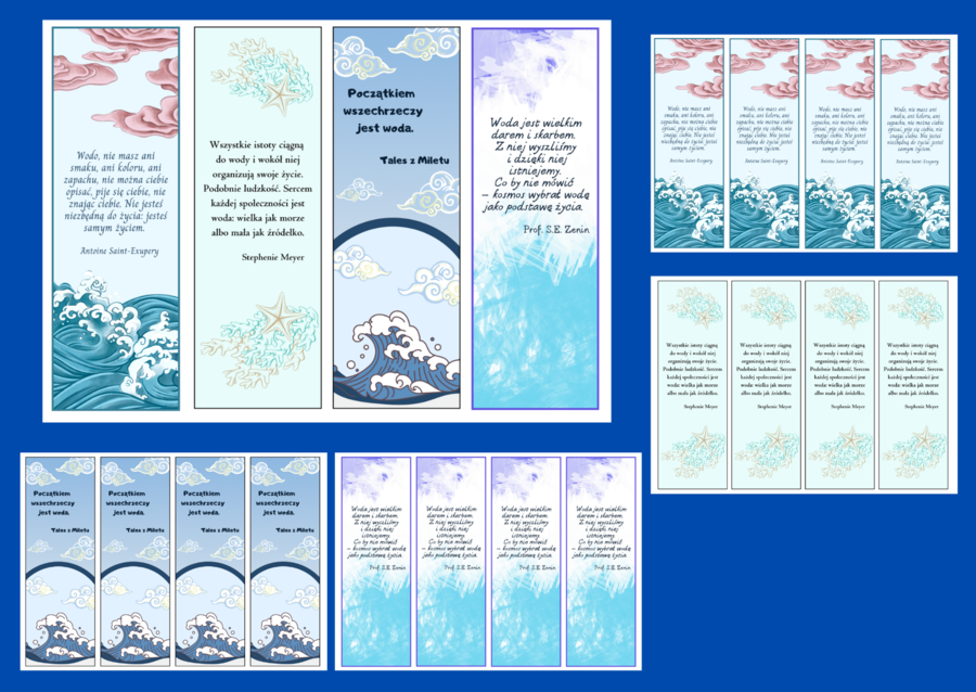 DZIEŃ WODY – wiosna – zakładki do książek – zakładka – wersja 2