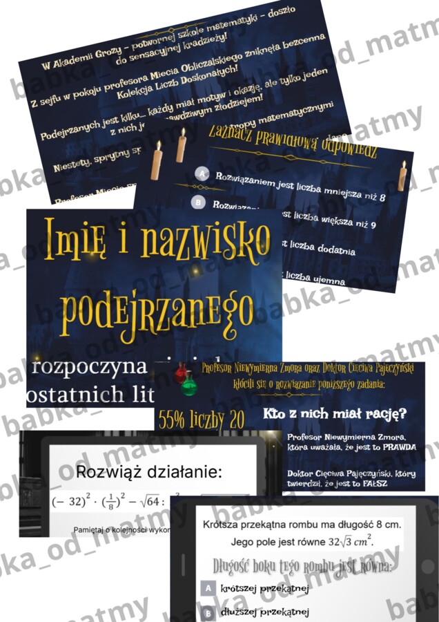 Matematyczna afera - powtórka przed E8 w formie escape room