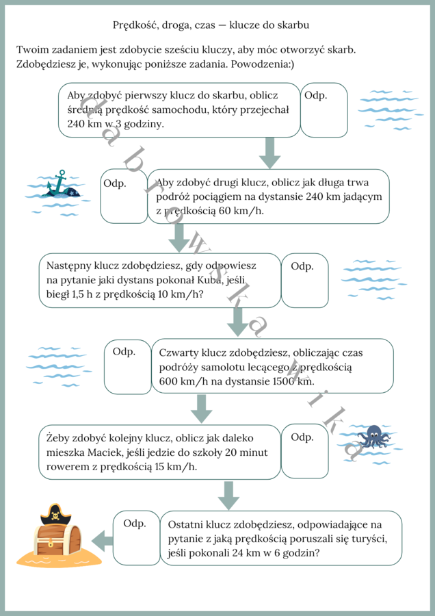 Prędkość, droga, czas — skarb