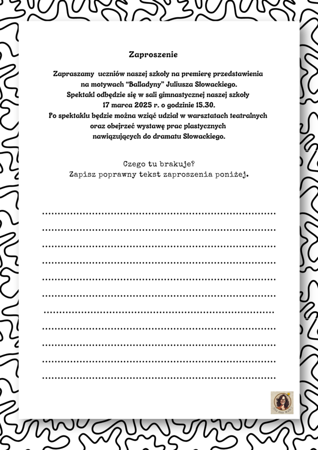 Zaproszenie - materiał do ćwiczeń redakcyjnych.