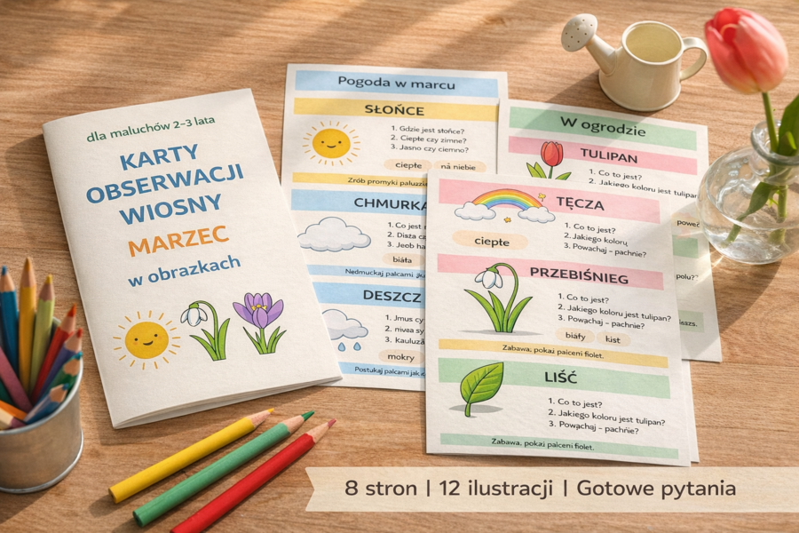 Marzec w obrazkach – karty obserwacji wiosny dla maluchów