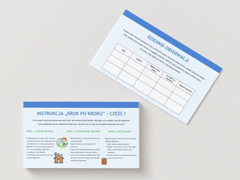 Badanie zanieczyszczenia powietrza w okolicy (zawieszenie białej tkaniny i obserwacja osiadającego pyłu).