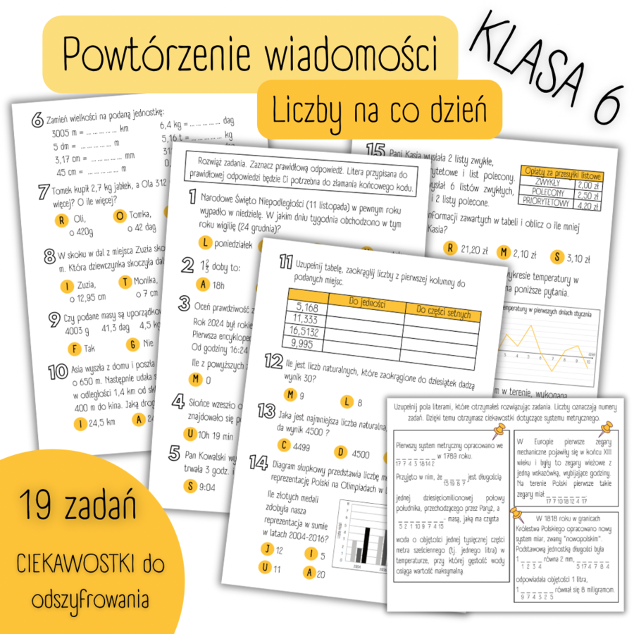 POWTÓRZENIE MATERIAŁU – Liczby na co dzień – KLASA 6