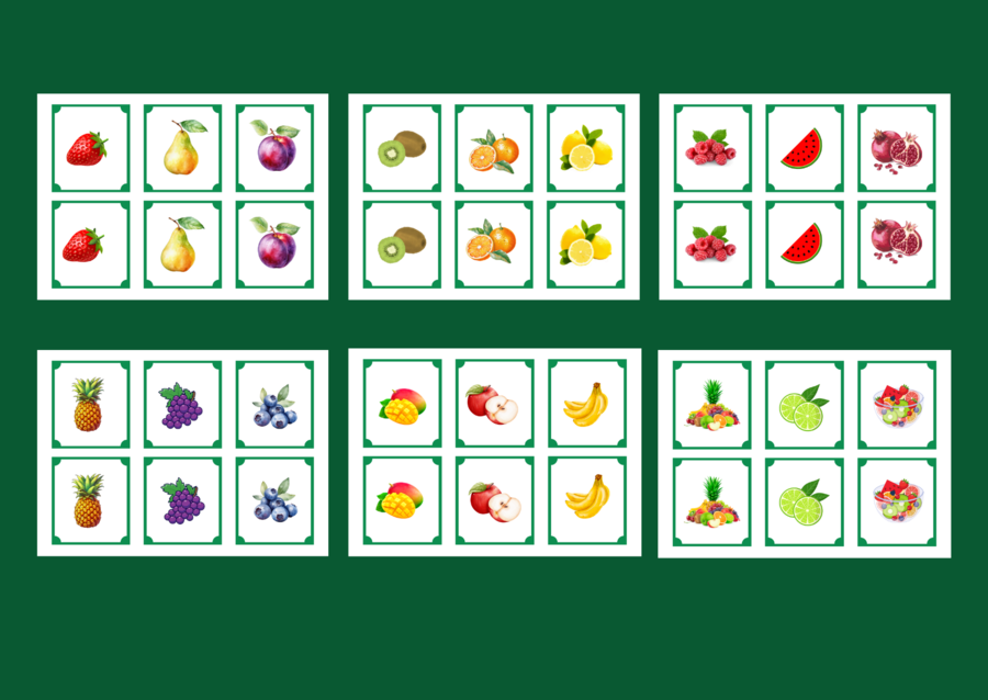 DZIEŃ OWOCÓW I WARZYW – OWOCE - memory – 36 szt. – biblioteka – świetlica