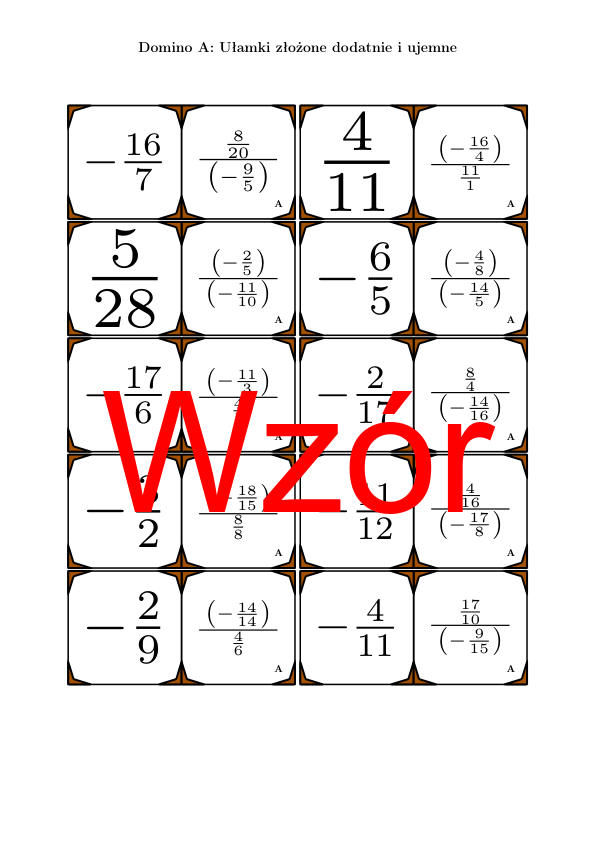 Domino - Ułamki złożone dodatnie i ujemne | matematyka