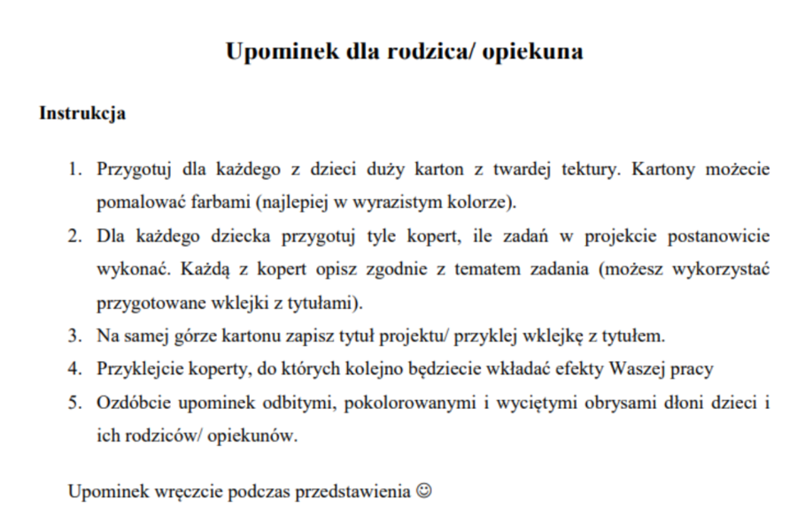 „Tak zaczęła się moja historia!”  PROJEKT, wyjątkowy scenariusz z okazji DNIA RODZINY