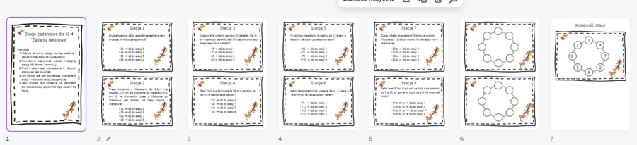 Stacje zadaniowe kl. 4 "Zadania tekstowe"