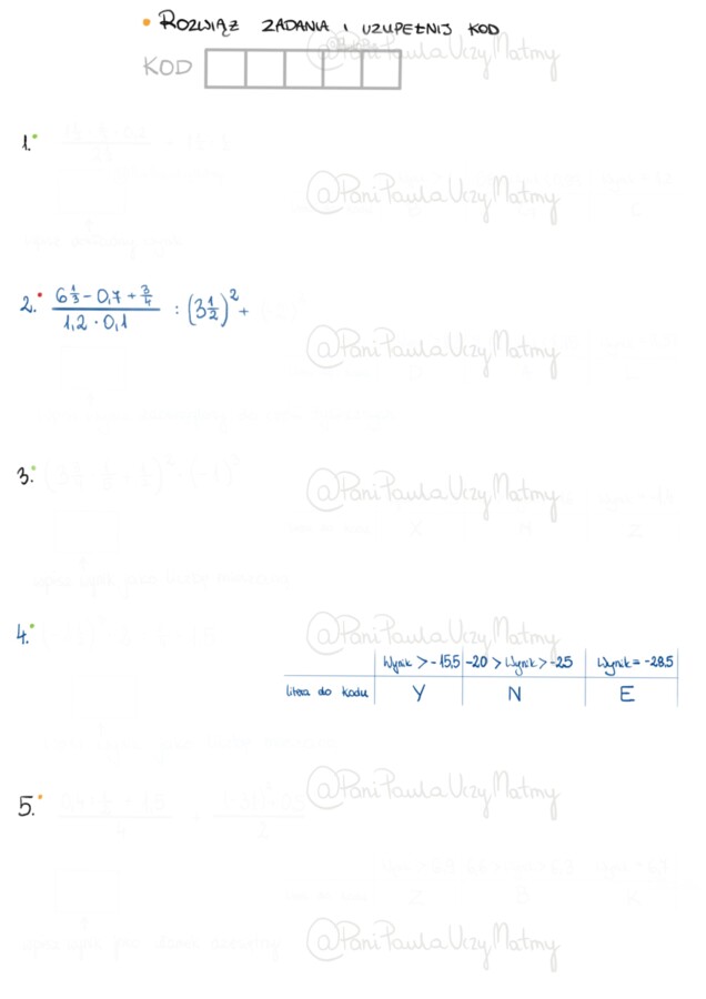 Matematyczna Mistrzowska Karta – Ułamki, Potęgi i Odkrywanie Kodu!