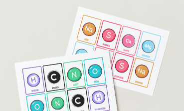 Chemia. Klasa 7. Klasa 8. Gra pamięciowa. Memory. Symbole i nazwy pierwiastków.