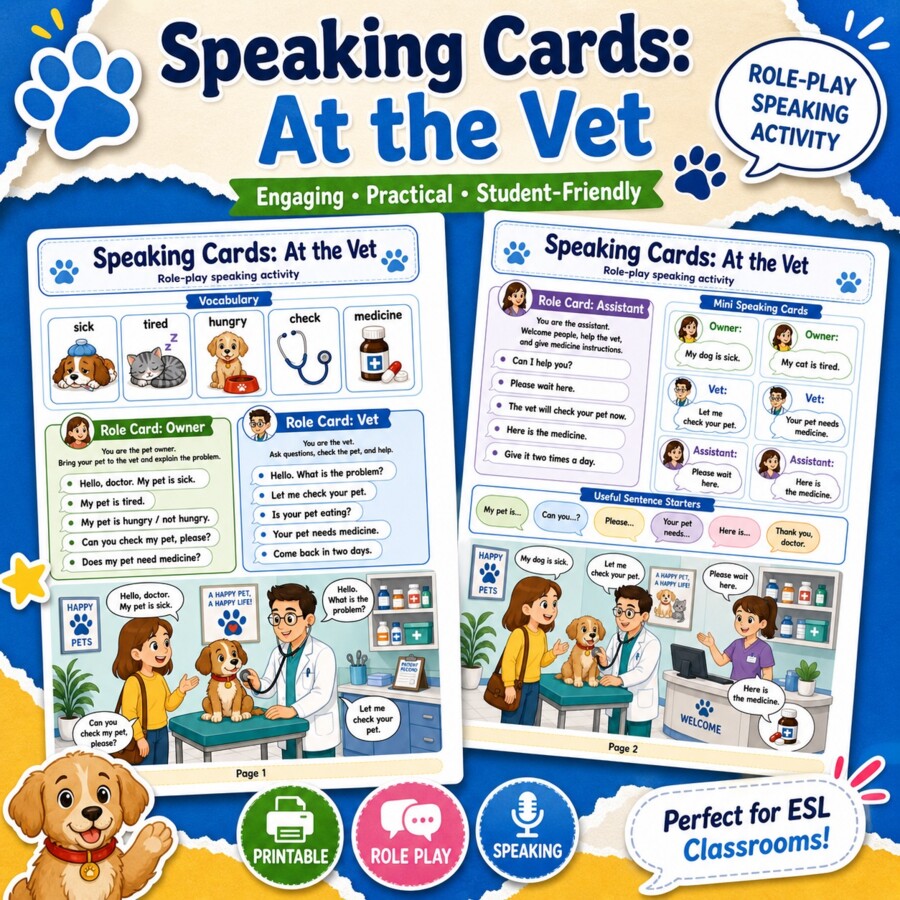 Speaking cards. At the vet
