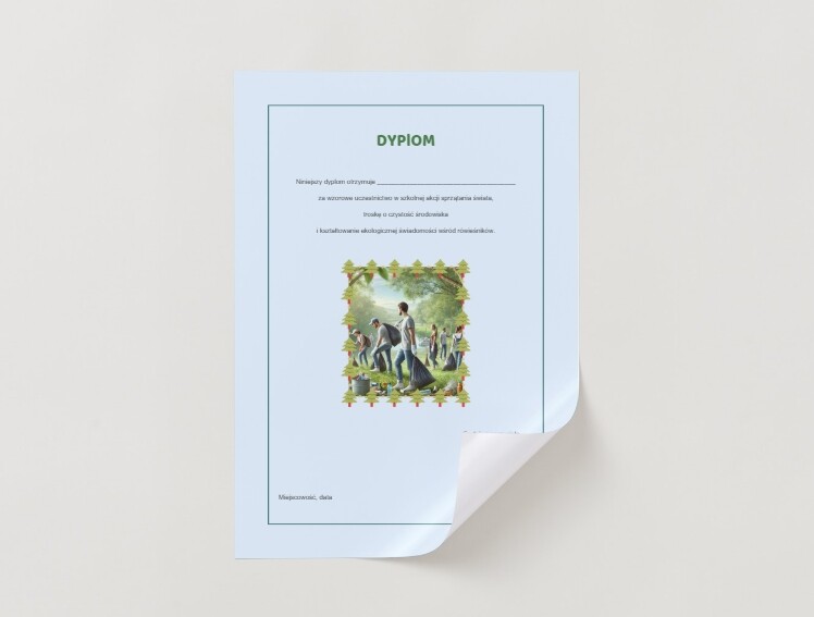 Dyplomy. Akcje ekologiczne. Sprzątanie świata. Sadzenie drzew