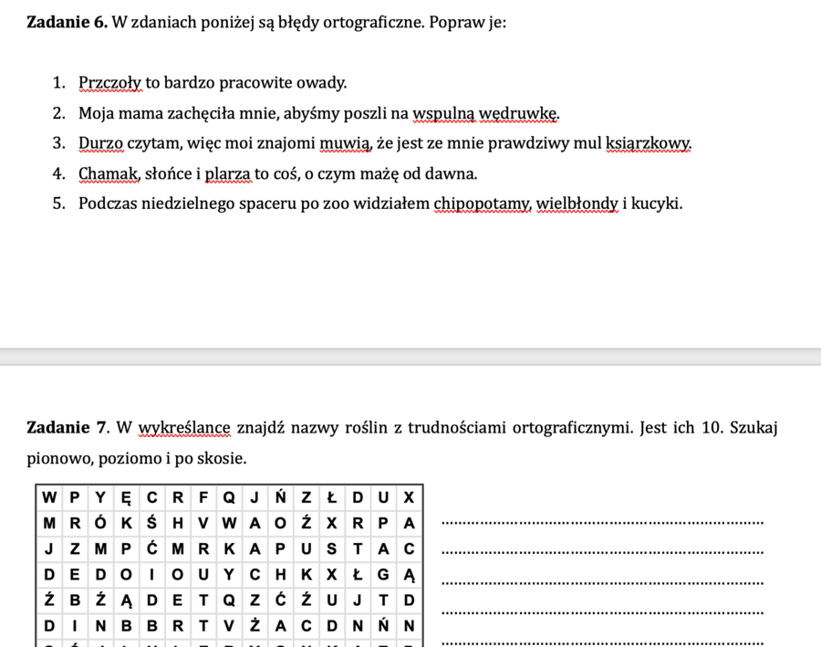 Zajęcia wyrównawcze 3 - pakiet zadań