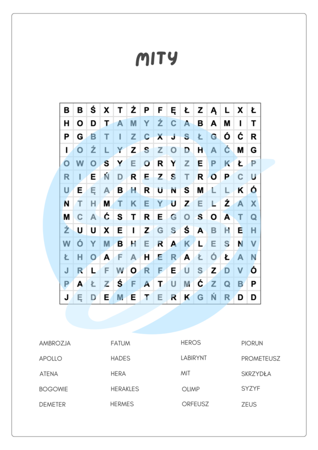 Wykreślanka „Mity” – zabawa i nauka w jednym!