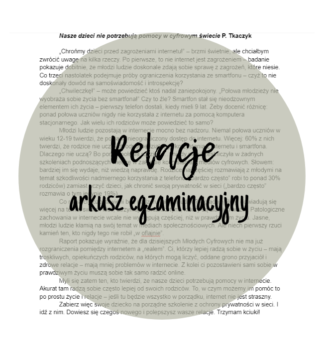 Relacje - arkusz egzaminacyjny