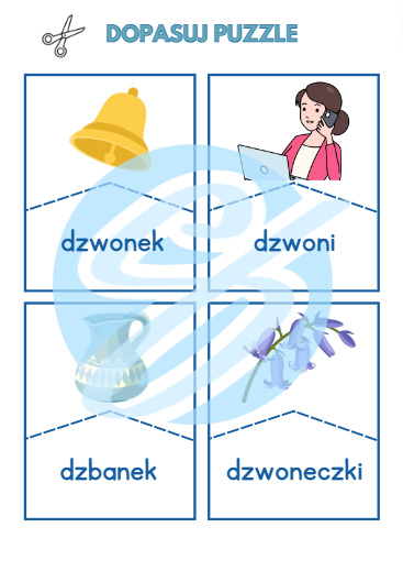 LOGOPEDYCZNE PUZZLE DO UTRWALANIA GŁOSKI DZ SZEREG SYCZĄCY LOGOPEDIA KARTY PRACY