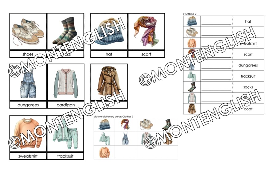 Zestaw kart obrazkowych: CLOTHES SET 2