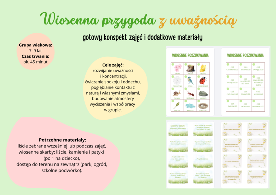 Wiosenna przygoda z uważnością - konspekt zajęć i materiały