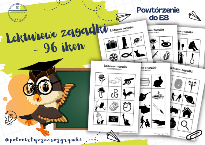 HIT!!! Lekturowe zagadki. 96 ikon. Lektury. Egzamin ósmoklasisty