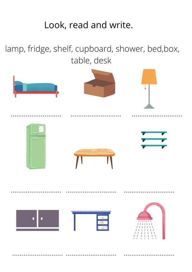 Furniture - nazwy mebli.