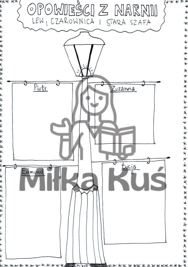 Opowieści z Narnii - cechy bohaterów - rysunkowa karta pracy do uzupełnienia