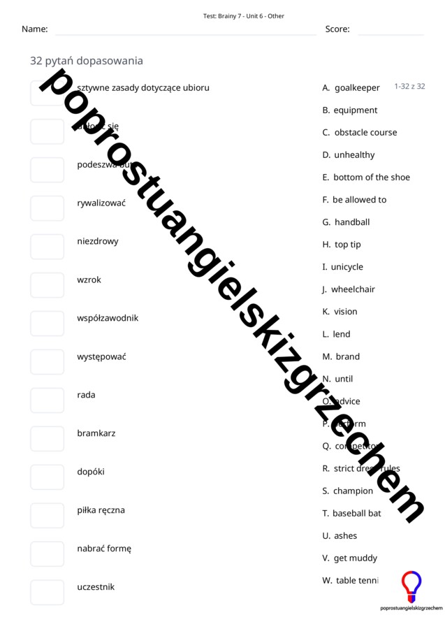 Brainy 7 – Unit 6 – testy