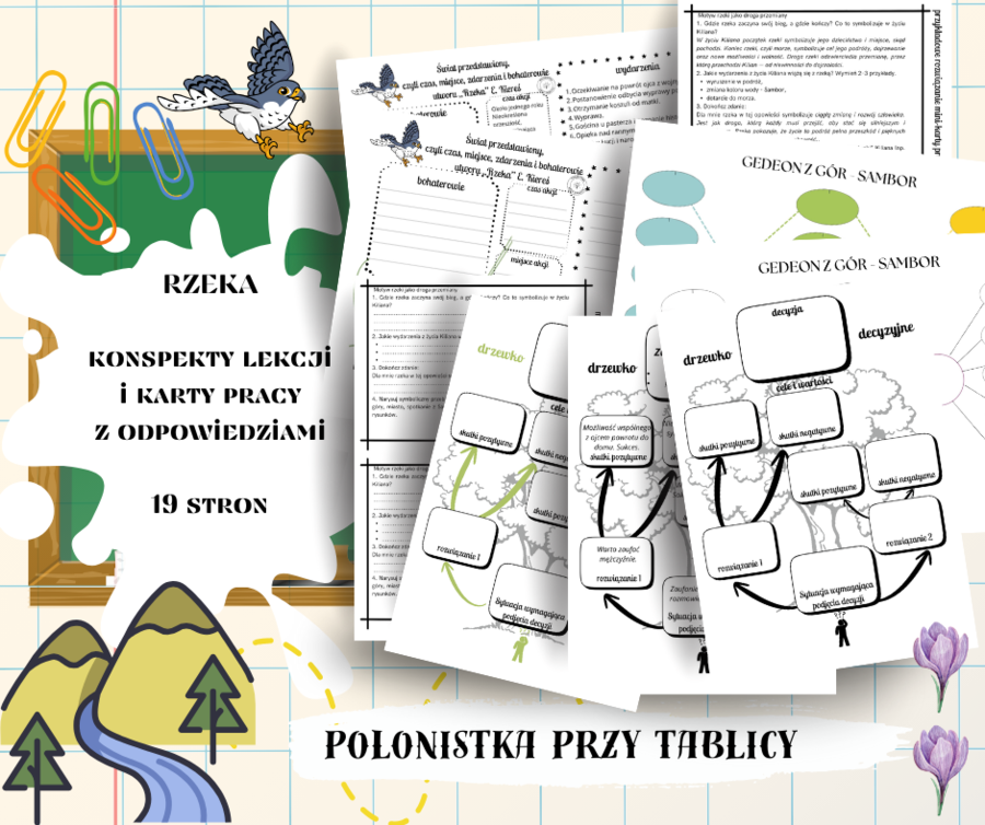 Powieść „Rzeka” Emilii Kiereś – kompleksowy pakiet scenariuszy lekcji i kart pracy z propozycją odpowiedzi (krytyczne myślenie & gotowe materiały)
