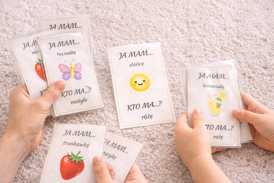 Karty „Ja mam… kto ma…?” – róże, jagody i lato